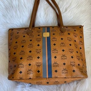 MCM Heritage Cognac Blue Line